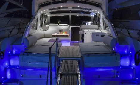 RGB collor illuminated yacht