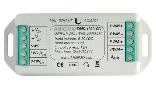 Universal 12A LED dimmer 12/24VDC <br>(common ground connection)