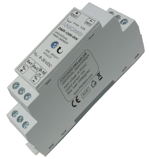 Universal 12A LED dimmer for DIN rail