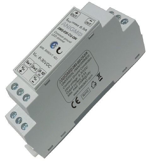 8.5A LED dimmer for DIN rail (common ground connection)