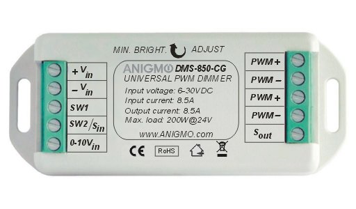 Universal 8.5A LED dimmer 12/24VDC <br>(common ground connection